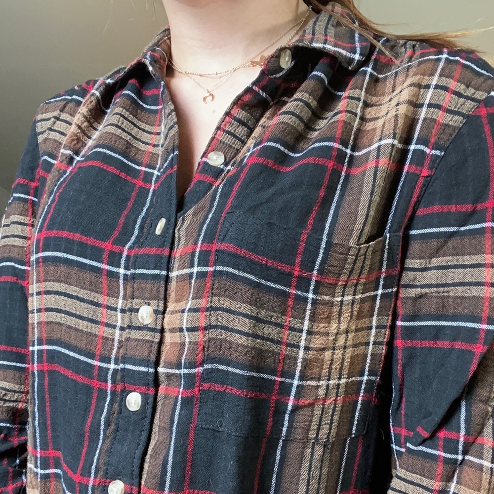 Brown black and red flannel